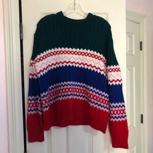 2/$30 UO Urban Outfitters Fair Isle Crew Neck Retro Rainbow Sweater Medium Y2K‎